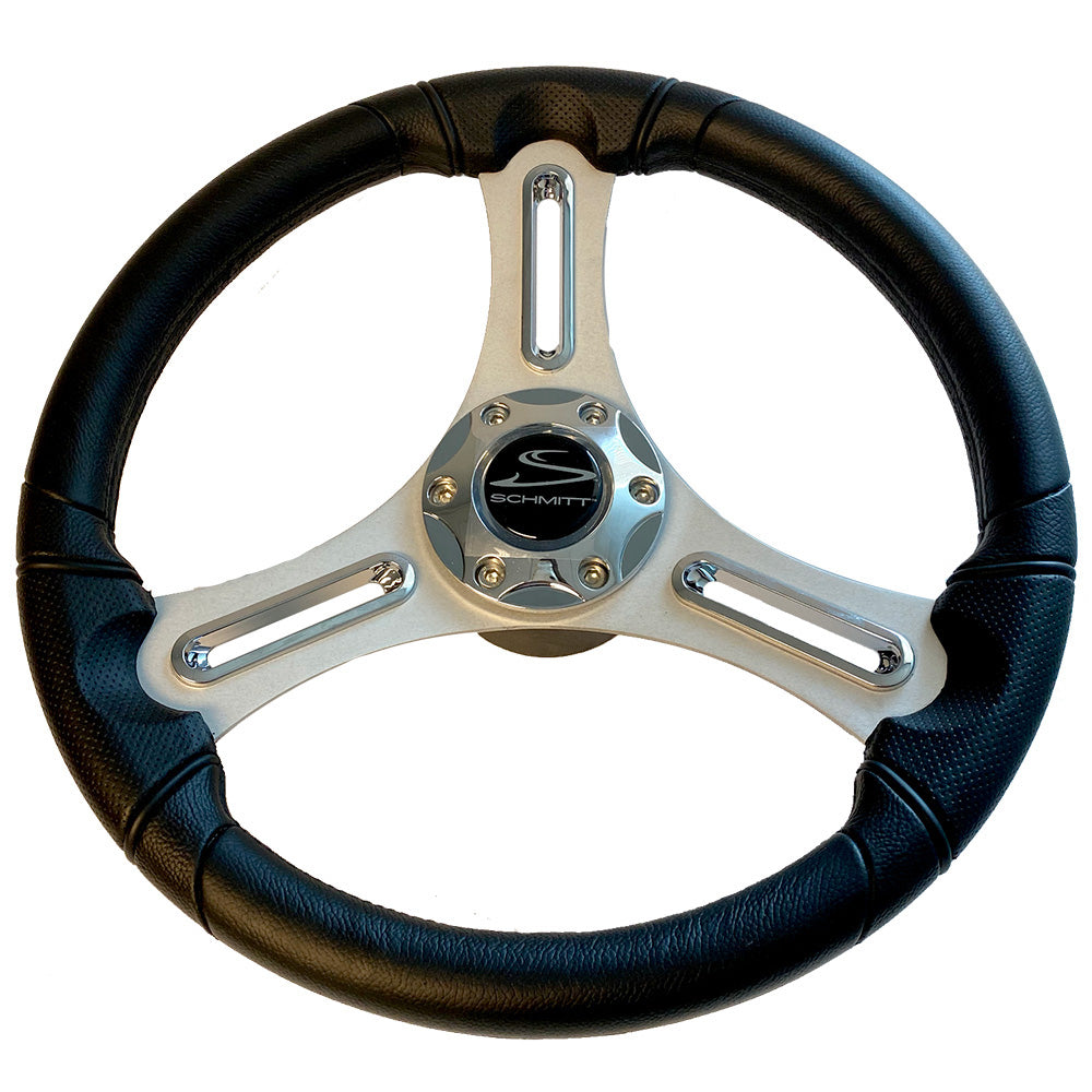 Schmitt Marine Torcello 14" Wheel - 03 Series - Polyurethane Wheel w/Chrome Trim Cap - Brushed Spokes - 3/4" Tapered Shaft - Retail Packaging