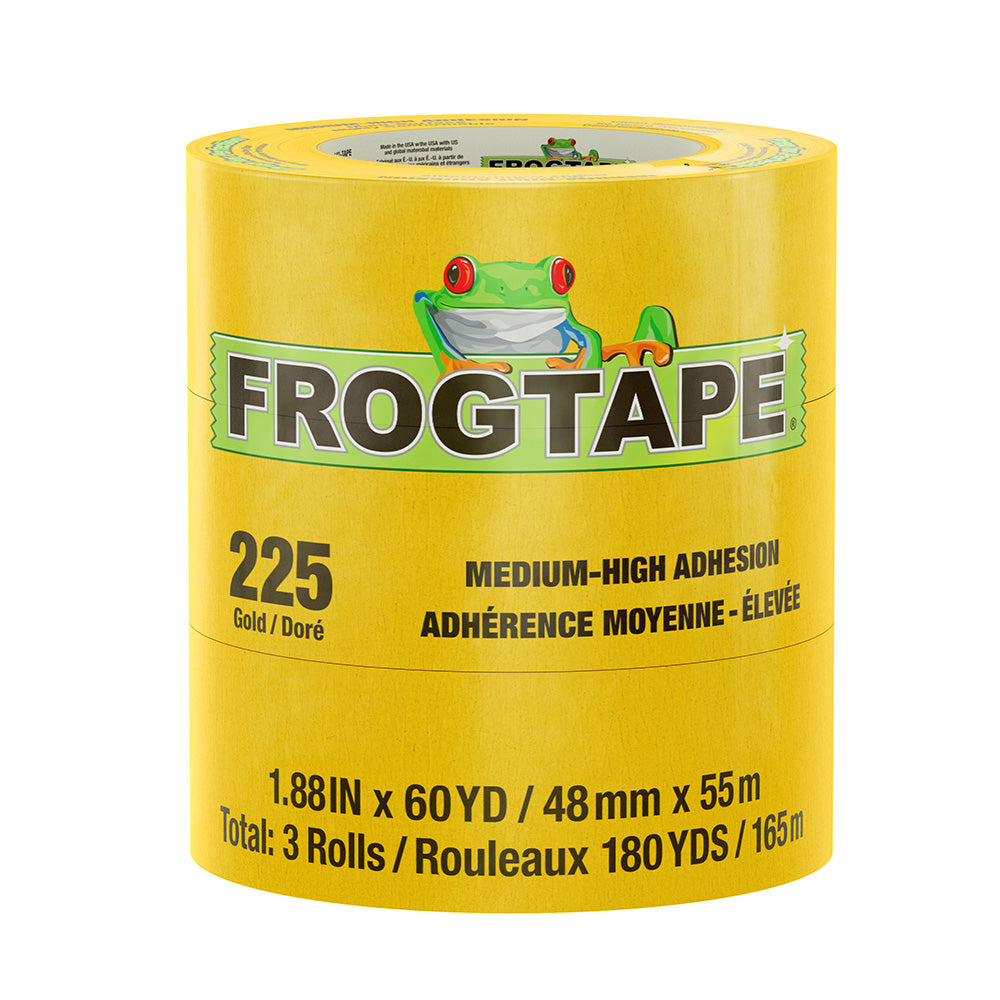 FrogTape CP 225 Medium-High Adhesion Masking Tape - 48MM x 55M x 6-Pack - Gold - Rated f/225F