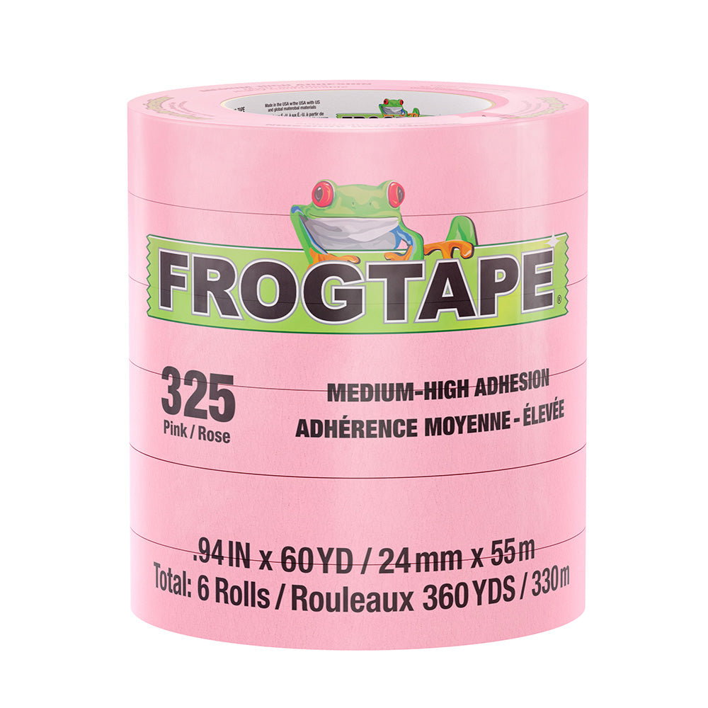 FrogTape CP 325 Medium-High Adhesion Masking Tape - 24MM x 55M x 12-Pack - Pink - Rated f/325F