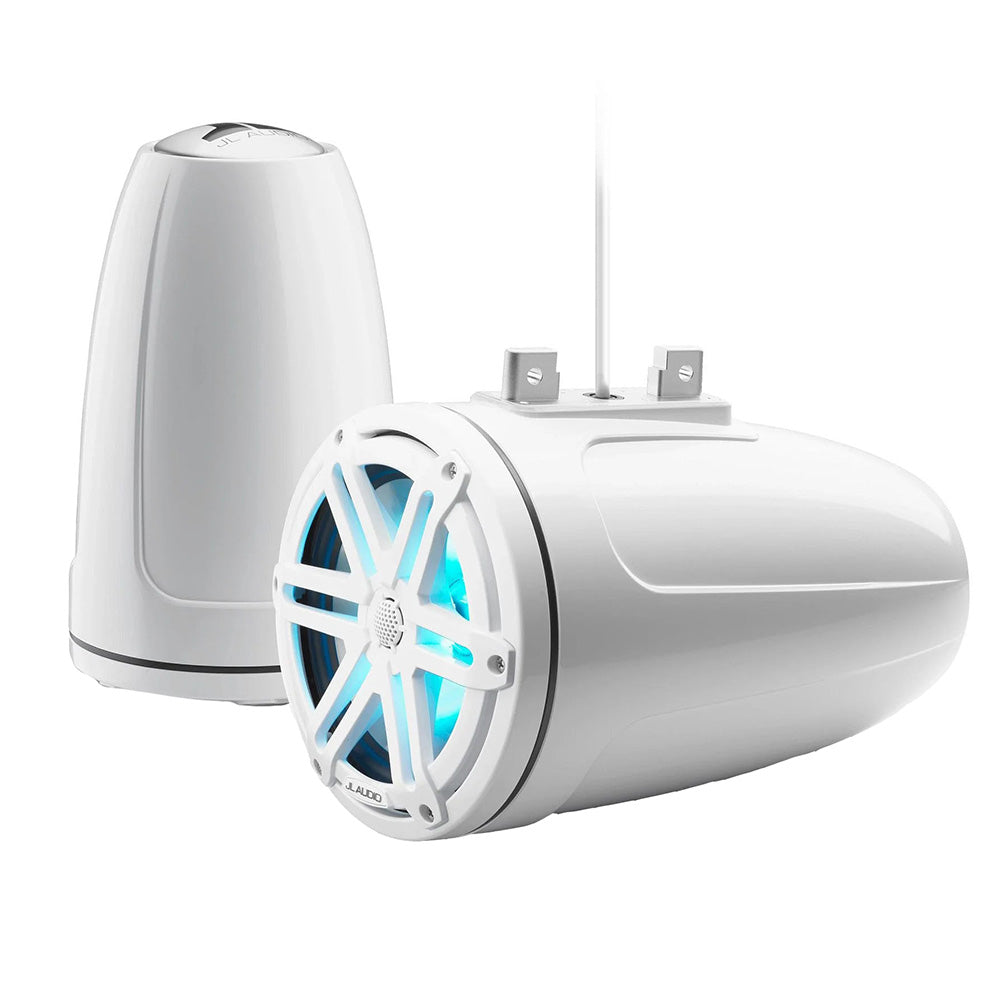 JL Audio M3 Series 7.7" Enclosed Tower Coaxial System w/Gloss White Sport Grille RGB LED Lighting - M3-770ETXv3-Gw-S-Gw-i
