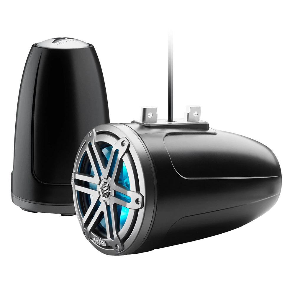 JL Audio M3 Series 7.7" Enclosed Tower Coaxial System w/Grey Metallic Sport Grille RGB LED Lighting - M3-770ETXv3-Sb-S-Gm-i