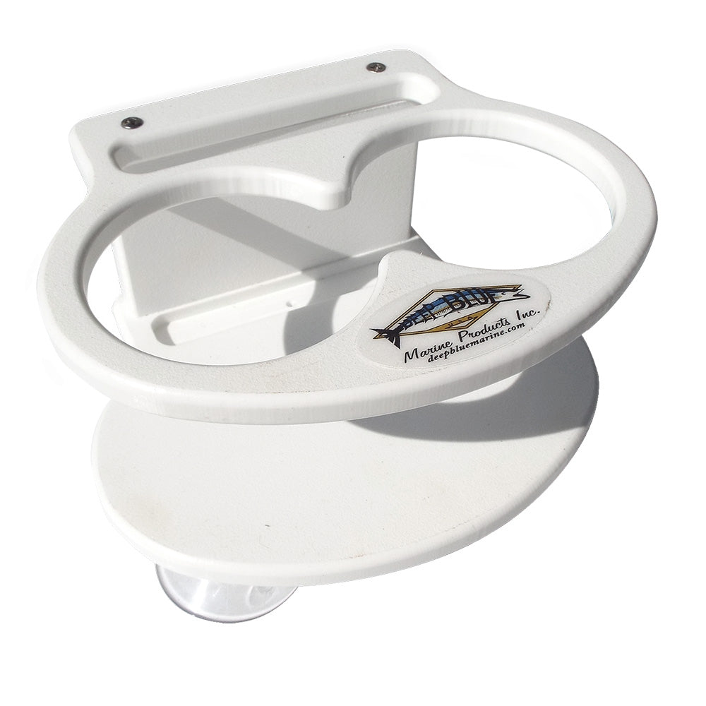 Deep Blue Marine Double Slim Can Drink Holder Cell Phone - White
