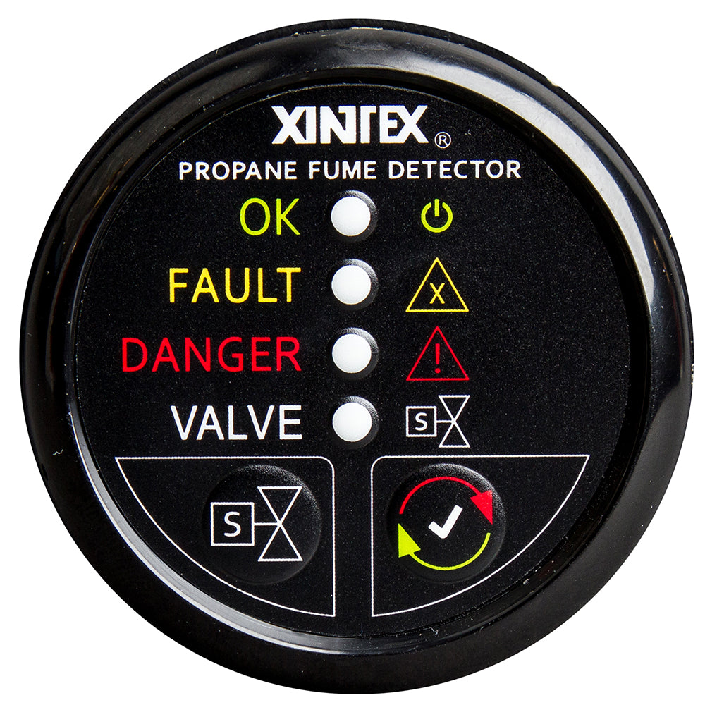 Fireboy-Xintex Propane Fume Detector w/Plastic Sensor Solenoid Valve - Black Bezel Display