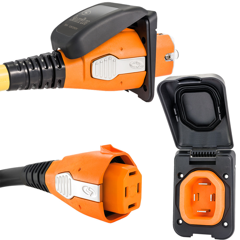 SmartPlug 50 AMP Inlet Female Cord Connector Combo - Black