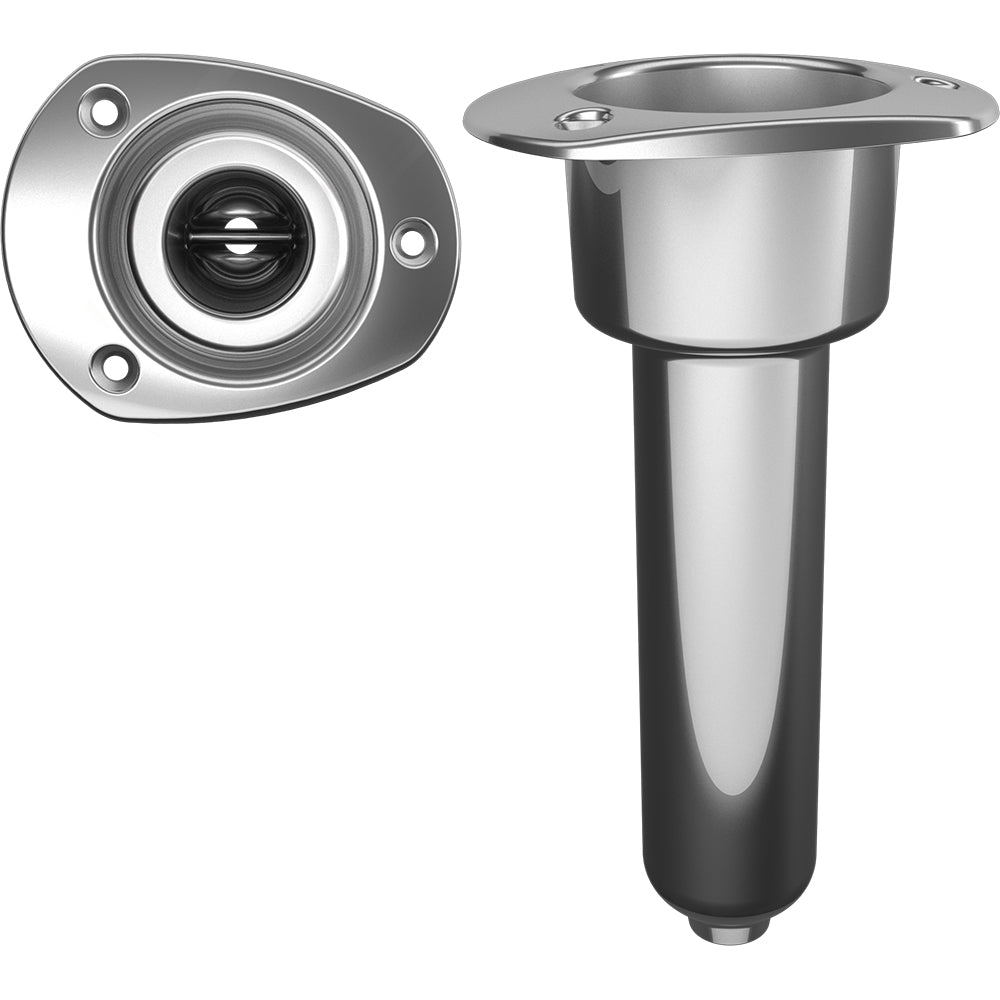 Mate Series Stainless Steel 0 Rod Cup Holder - Drain - Oval Top