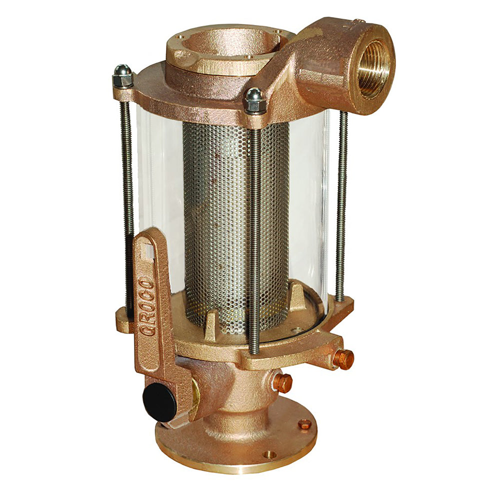 GROCO 1-1/2" Ball Valve/Seacock Raw Water Strainer Combo