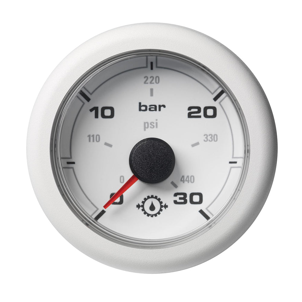 Veratron 52MM (2-1/16") OceanLink Transmission Oil Pressure Gauge - 30 Bar/440 PSI - White Dial Bezel