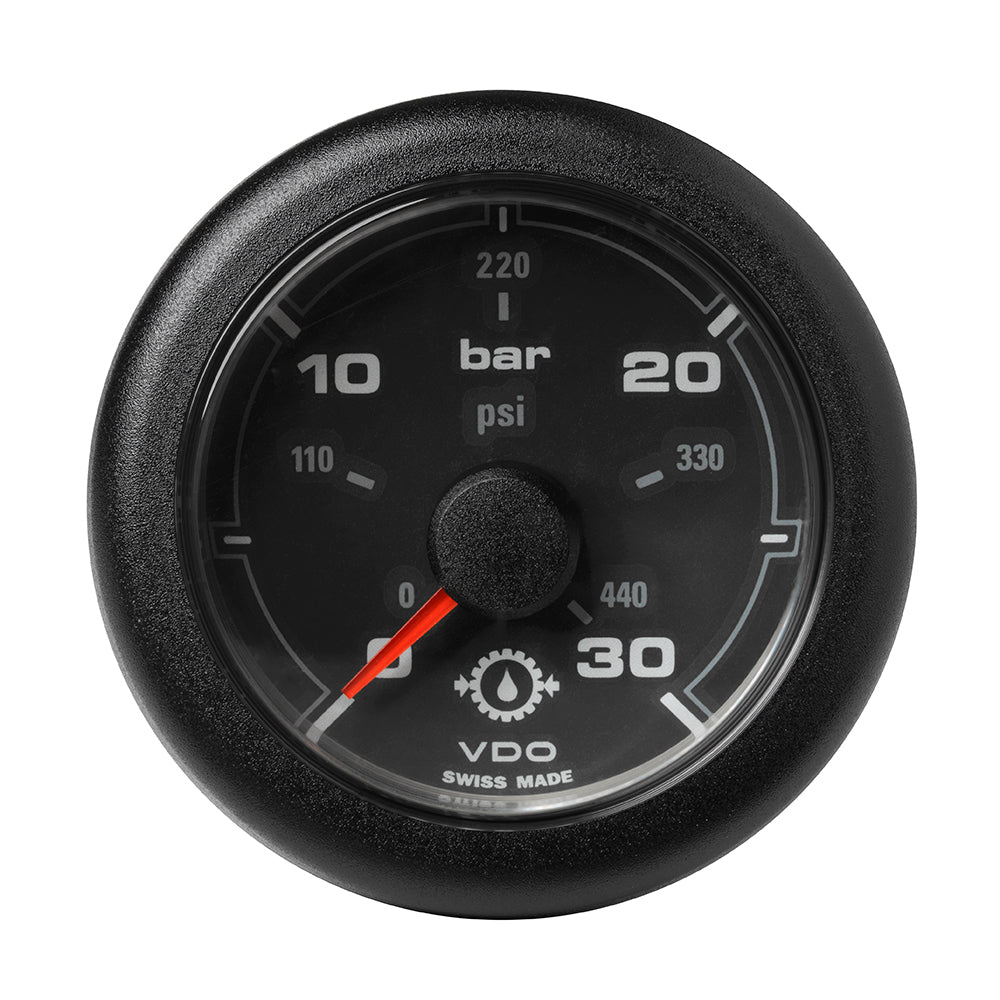 Veratron 52MM (2-1/16") OceanLink Transmission Oil Pressure Gauge - 30 Bar/440 PSI - Black Dial Bezel