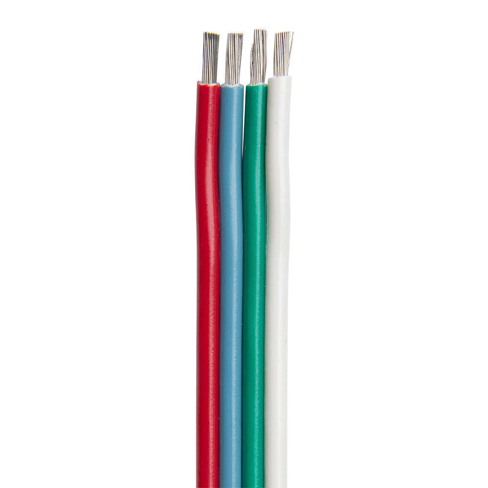 Ancor Flat Ribbon Bonded RGB Cable 16/4 AWG - Red, Light Blue, Green White - 100