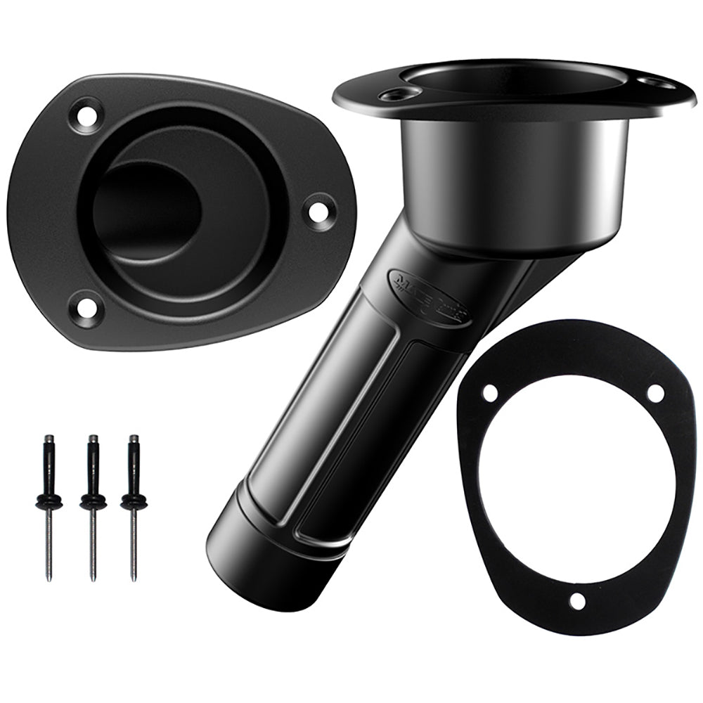 Mate Series Plastic Rod Cup Holder 30 Closed w/Oval Top f/Kayaks - Black
