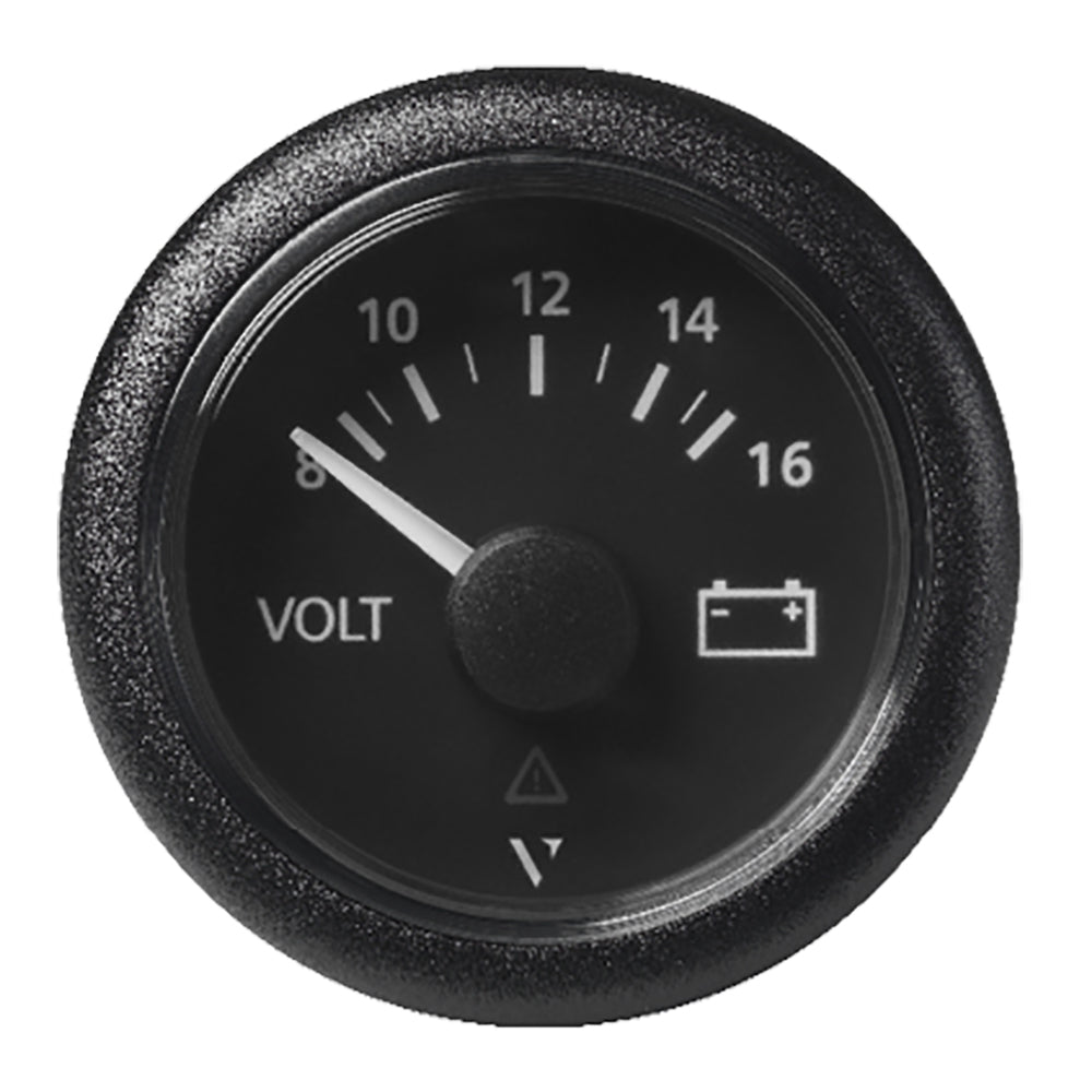 Veratron 52 MM (2-1/16") ViewLine Voltmeter - 8 to16V - Black Dial Bezel