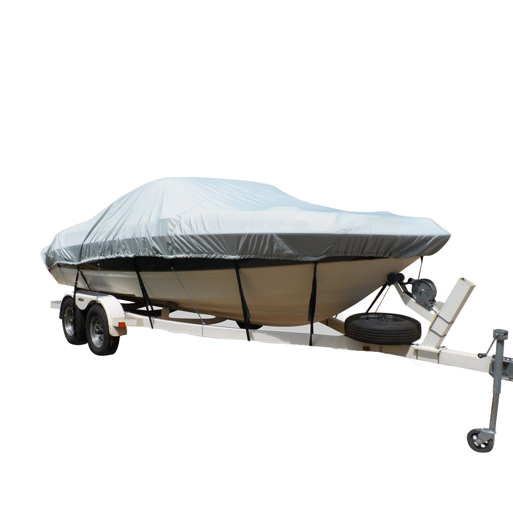 Carver Flex-Fit PRO Polyester Size 4 Boat Cover f/V-Hull Tri-Hull Boats I/O or O/B - Grey