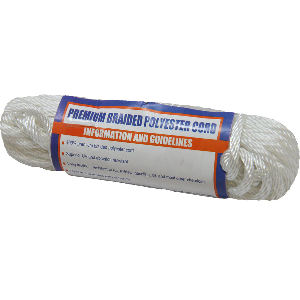 Sea-Dog Solid Braid Polyester Cord Hank - 3/16" x 50 - White