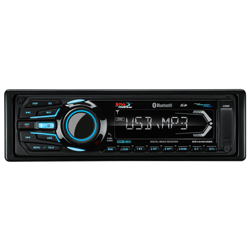 Boss Audio MR1308UABK Bluetooth - Fully Marinized MP3-Compatible Digital Media Receiver w/USB SD Memory Card Ports Aux Input