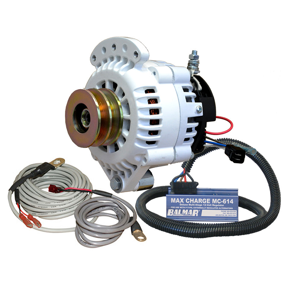 Balmar Alternator 100 AMP Kit 12V 1-2" Single Foot Spindle Mount Dual Vee Pulley Regulator Temp Sensor