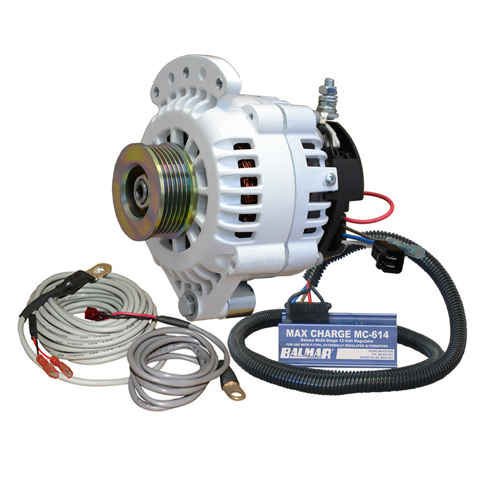 Balmar Alternator 100 AMP Kit 12V 1-2" Single Foot Spindle Mount K6 Pulley Regulator Temp Sensor