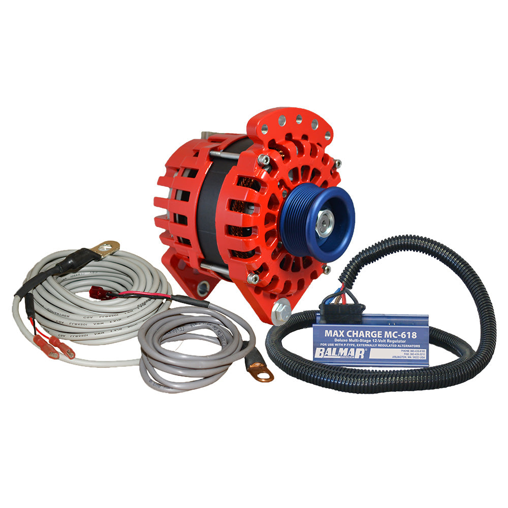 Balmar Alternator 170 AMP Kit 12V 3.15" Dual Foot Saddle J10 Pulley Regulator Temp Sensor