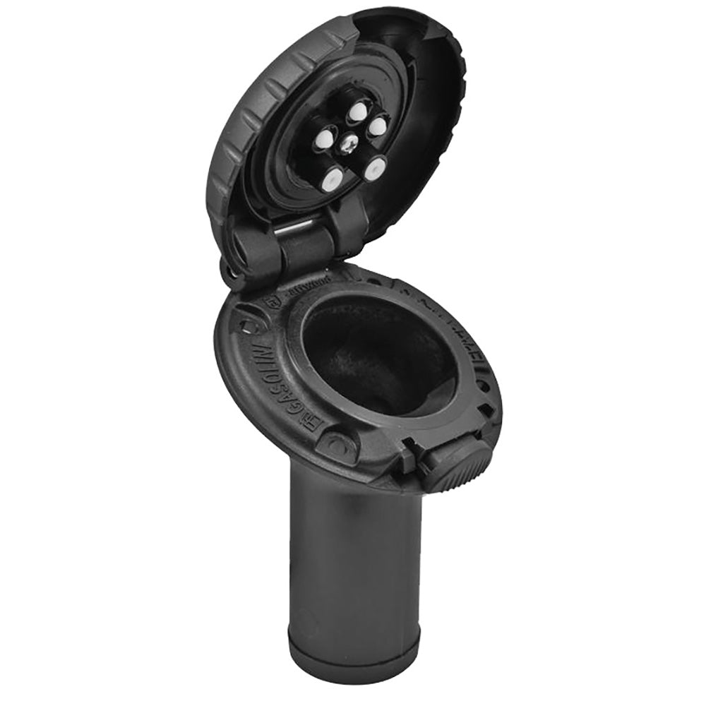 Attwood Deck Fill f/Carbon Canister System - Angled Body Scalloped Black Plastic Cap