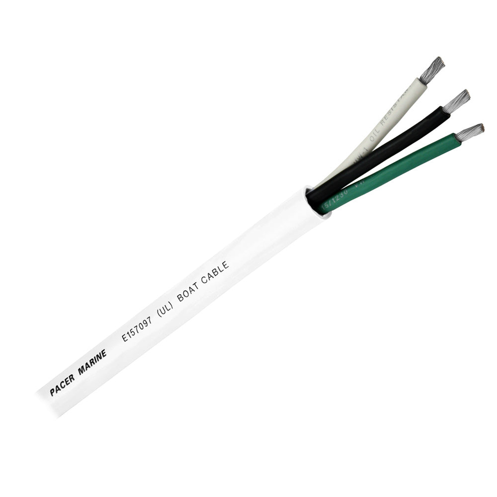 Pacer Round 3 Conductor Cable - 250 - 12/3 AWG - Black, Green White