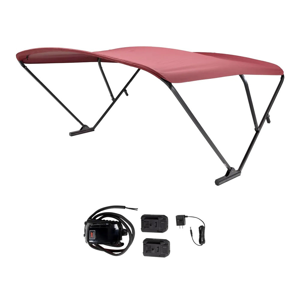 SureShade Battery Powered Bimini - Black Anodized Frame Burgundy Fabric