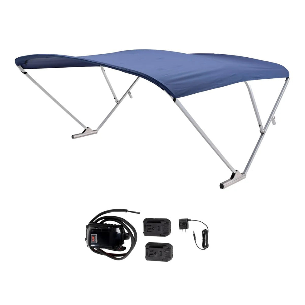SureShade Battery Powered Bimini - Clear Anodized Frame Navy Fabric