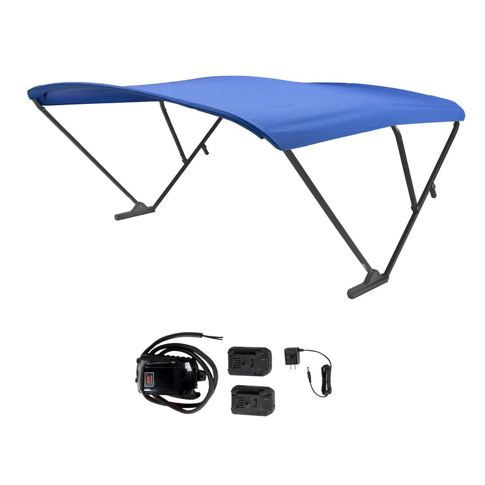 SureShade Battery Powered Bimini - Black Anodized Frame Pacific Blue Fabric