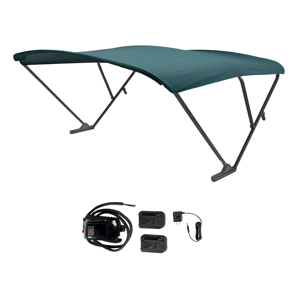 SureShade Battery Powered Bimini - Black Anodized Frame Green Fabric
