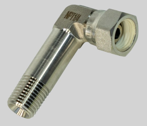 Long NPTF swivel elbow - 1/4 NPT (End Cap IU Compatible)