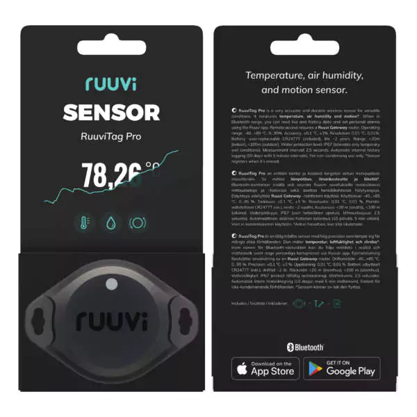 RuuviTag Pro Sensor – (4in1) temperature, humidity, pressure, motion