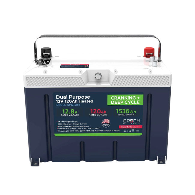 Epoch Batteries 12V 120Ah Pro Series - Cranking + Deep Cycle LiFePO4 (Dual Purpose)