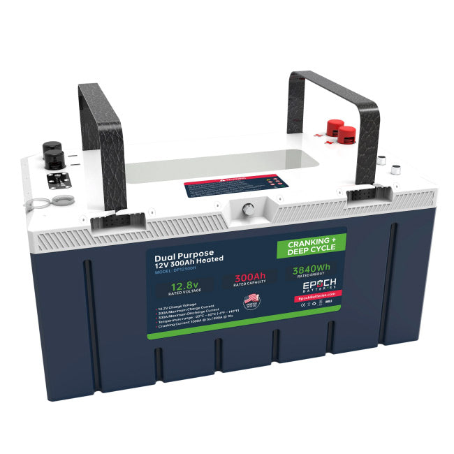 Epoch Batteries 12V 300Ah Pro Series - Cranking + Deep Cycle LiFePO4 (Dual Purpose)