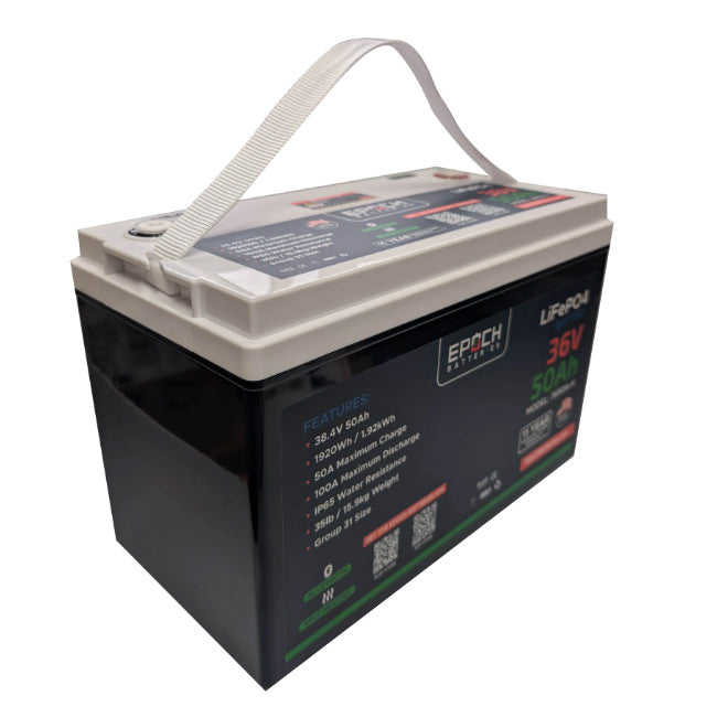 Epoch Batteries 36V 50Ah Pro Series - Cranking + Deep Cycle LiFePO4 (Dual Purpose)