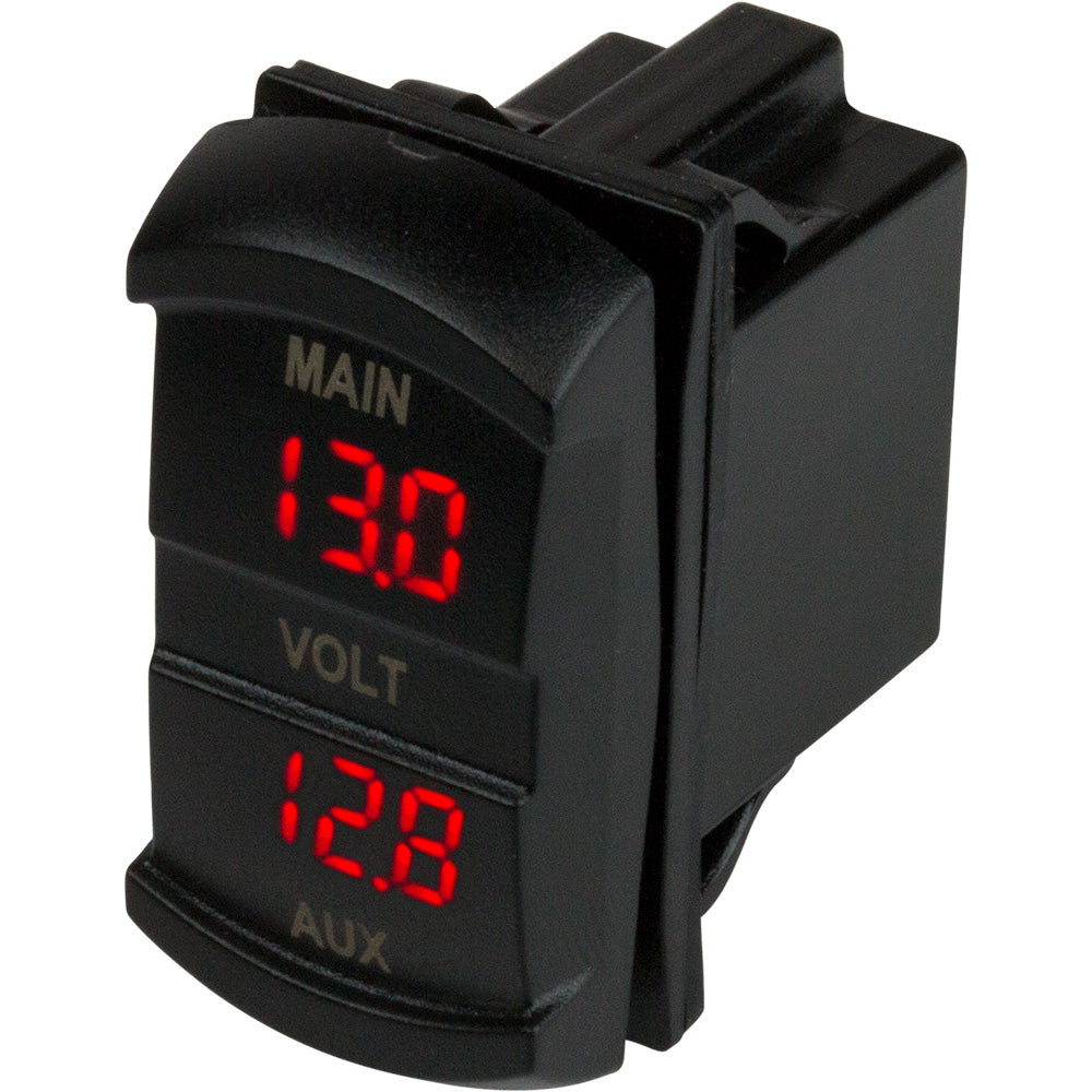 Sea-Dog Dual Volt Meter Rock Switch 10V-48VDC