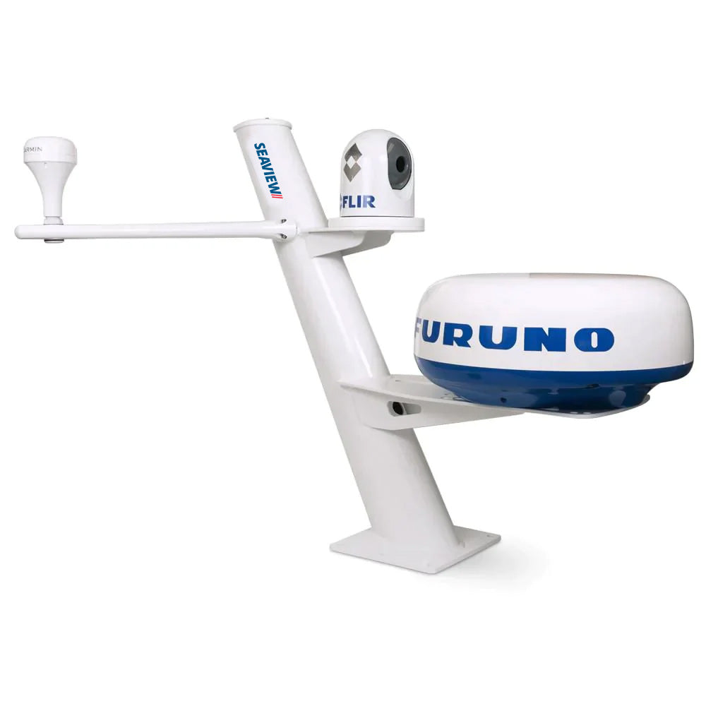Seaview 30" Tapered Closed Dome Aft Leaning Radar Mount w/Camera/Searchlight Mount, Removable Spreaders  10x10 Base Plate