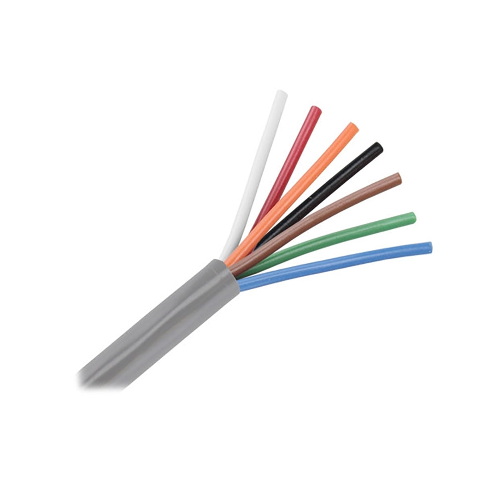 Pacer Unshielded 7 Conductor Cable - 100' - 18/7 AWG - White, Red, Orange, Black, Brown, Green,  Blue