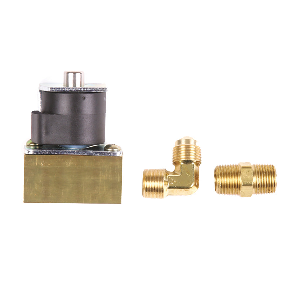 Trident Marine 12VDC Low-Pressure Brass Solenoid Shut-Off Valve 3/8" Female Ports  2 Brass Connection Fittings