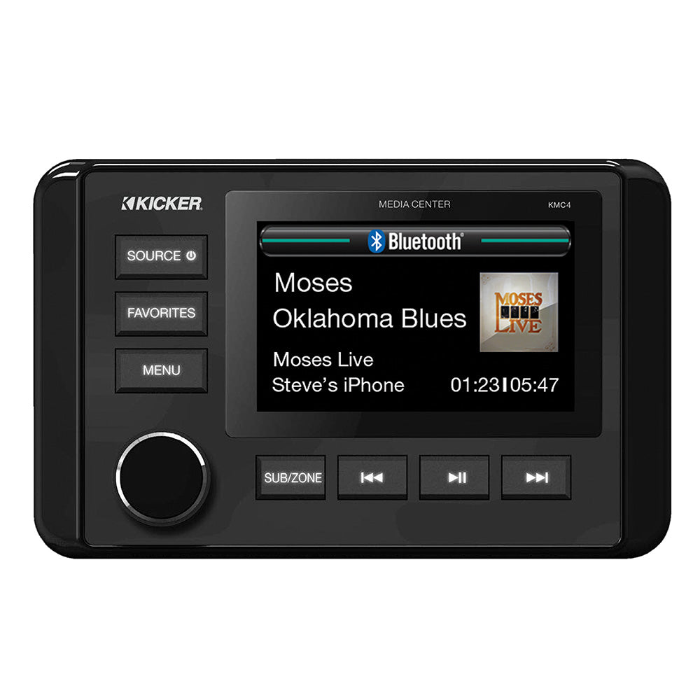 KICKER KMC4 Weather-Resistant Gauge-Style Media Center w/Bluetooth