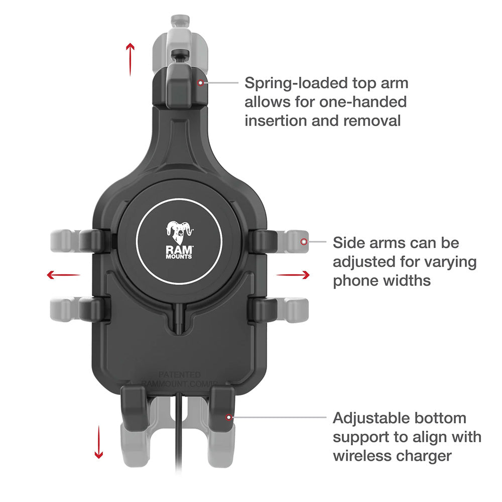 Ram Mount RAM Quick-Grip Pro w/Ball  Qi2 15W Wireless Charger