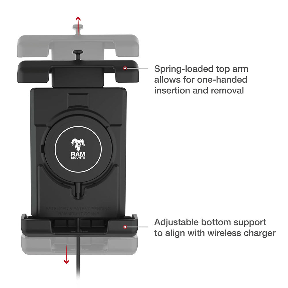 Ram Mount RAM Quick-Grip Pro XL w/Ball  Qi2 15W Wireless Charger