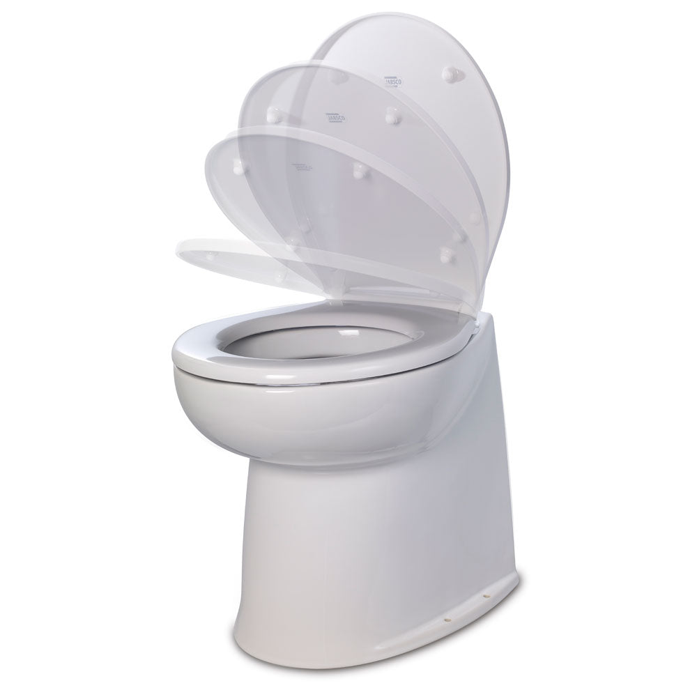 Jabsco 17" Deluxe Flush Raw Water Electric Toilet w/Soft Close Lid - 12V