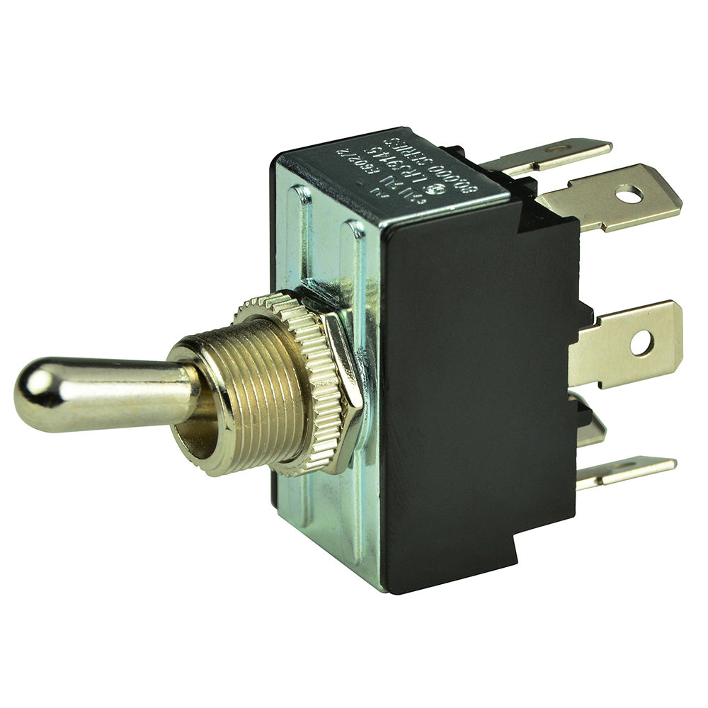 BEP DPDT Chrome Plated Toggle Switch - ON/OFF/(ON)