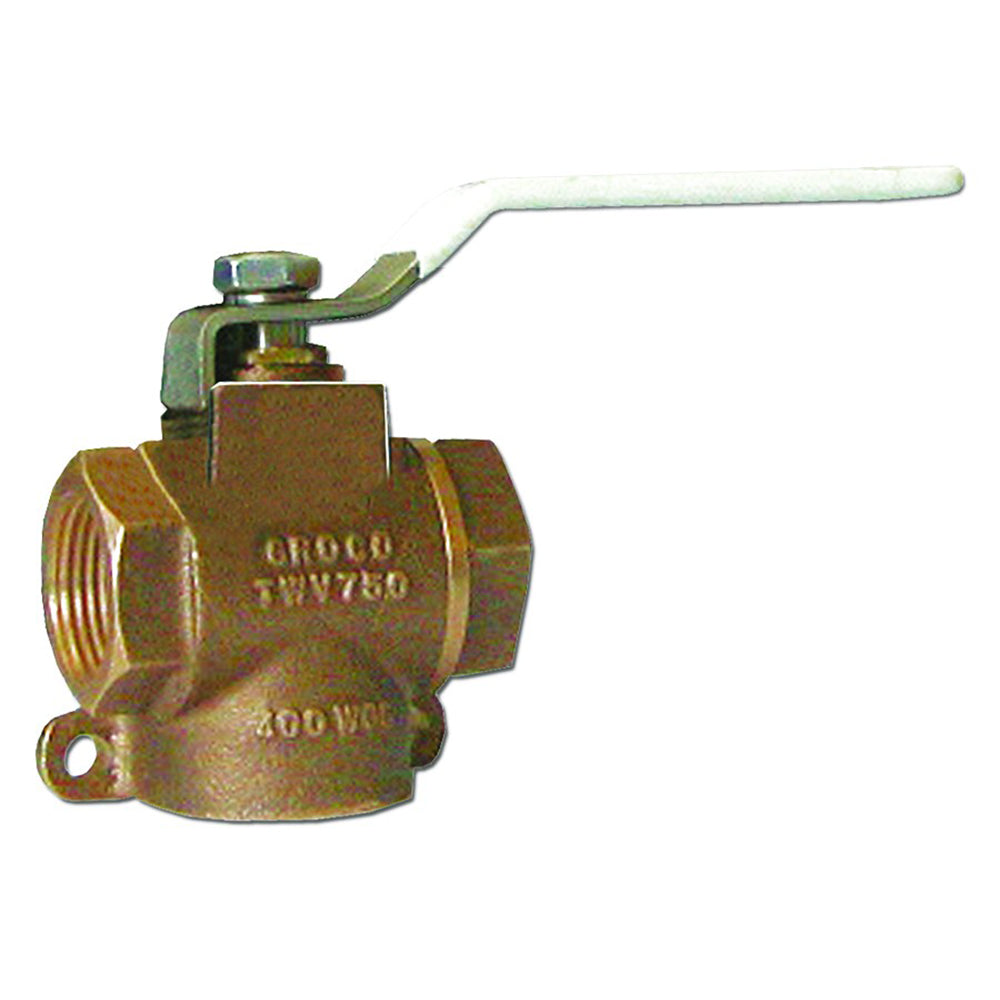 GROCO 1/2" NPT Bronze 3-Way Valve