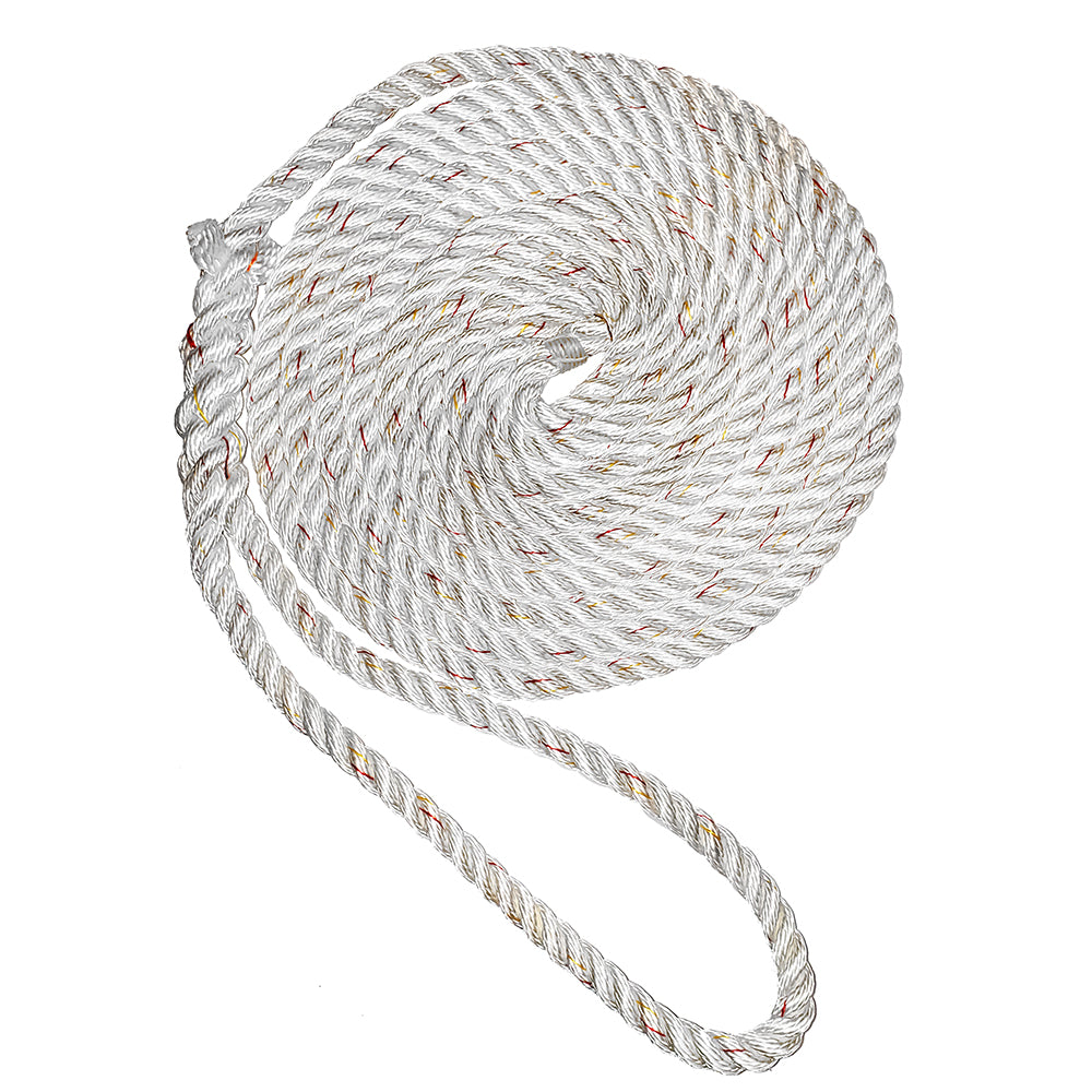 New England Ropes 5/8" Premium 3-Strand Dock Line - White w/Tracer - 35