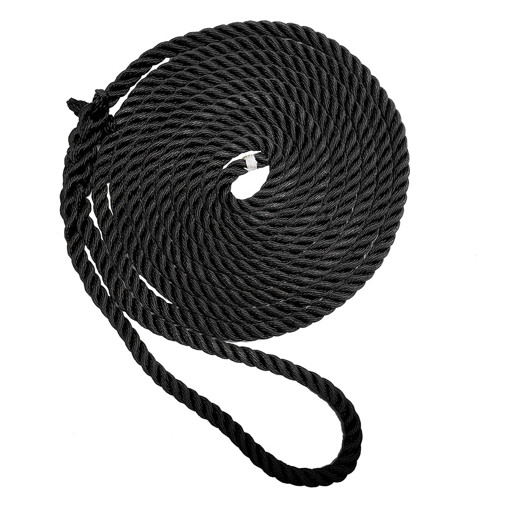 New England Ropes 5/8" Premium 3-Strand Dock Line - Black - 35