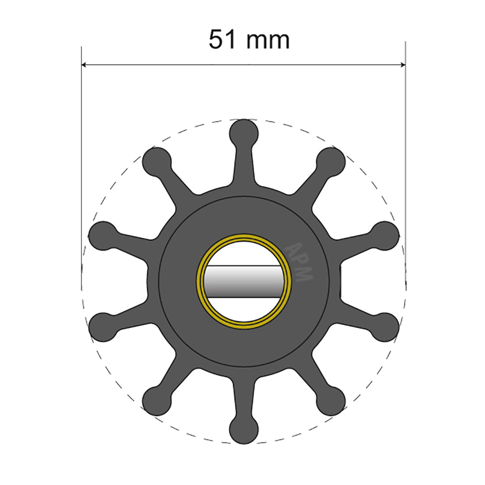 Albin Group Premium Impeller Kit - 51 x 12.7 x 22mm - 10 Blade - Pin Insert