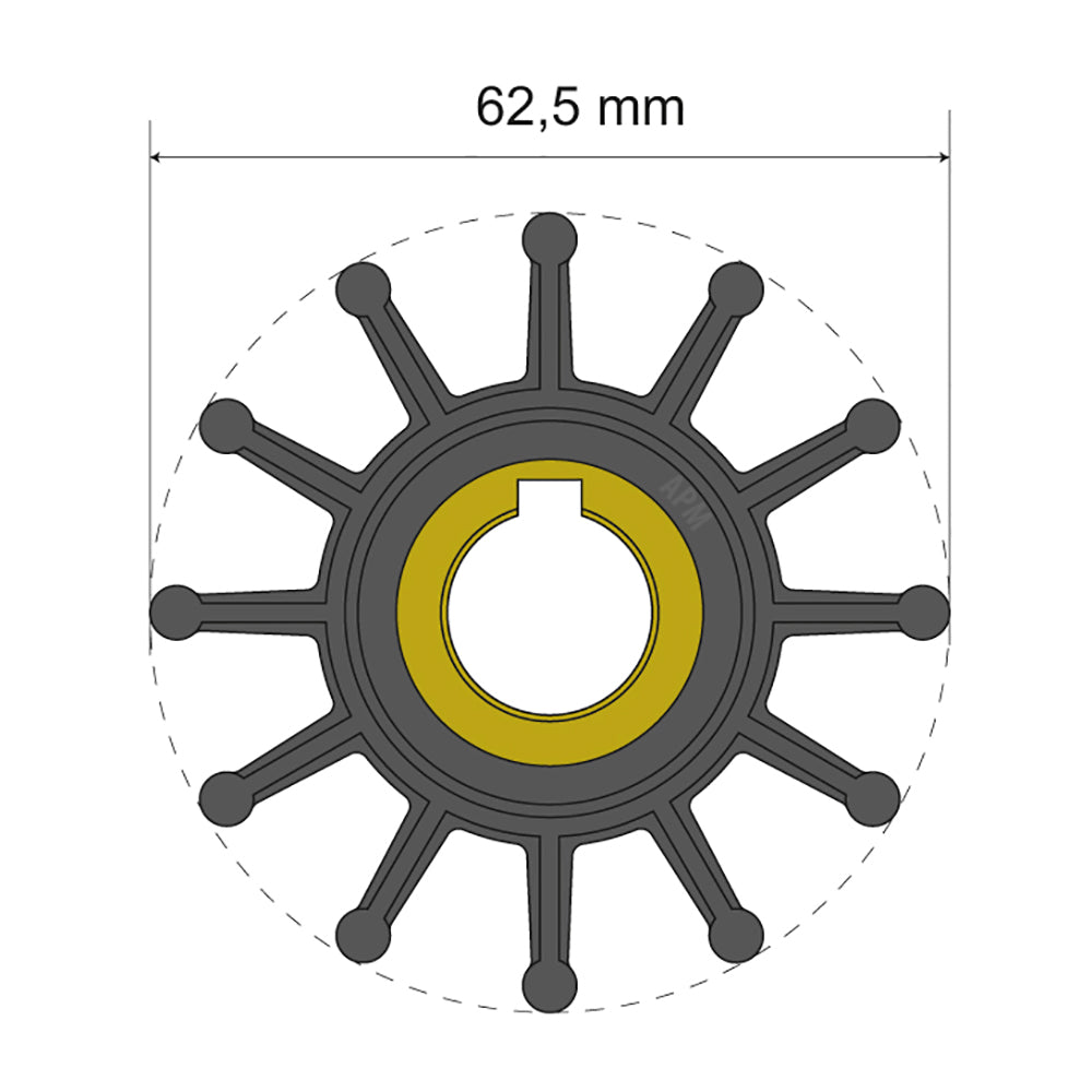 Albin Group Premium Impeller Kit 62.5 x 16 x 22.4mm - 12 Blade - Key Insert