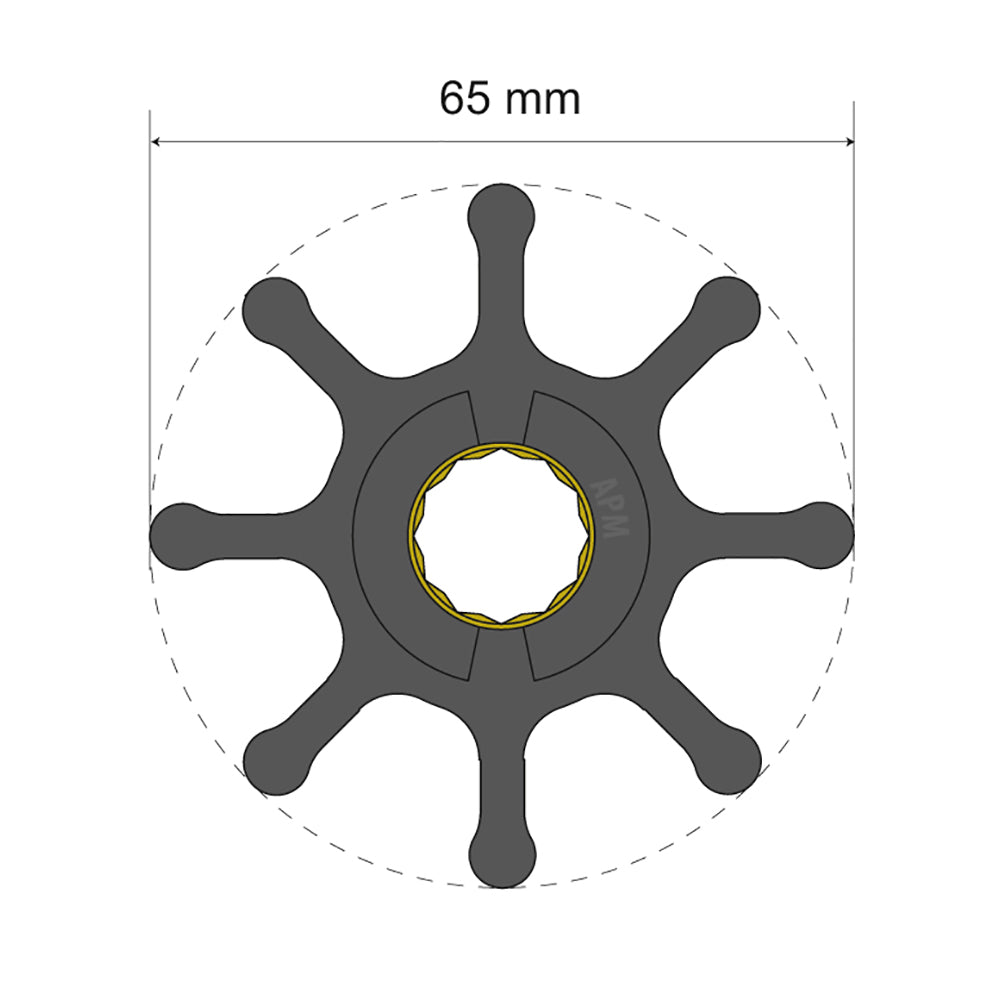 Albin Group Premium Impeller Kit 65 x 16 x 37mm - 8 Blade - Spline Insert