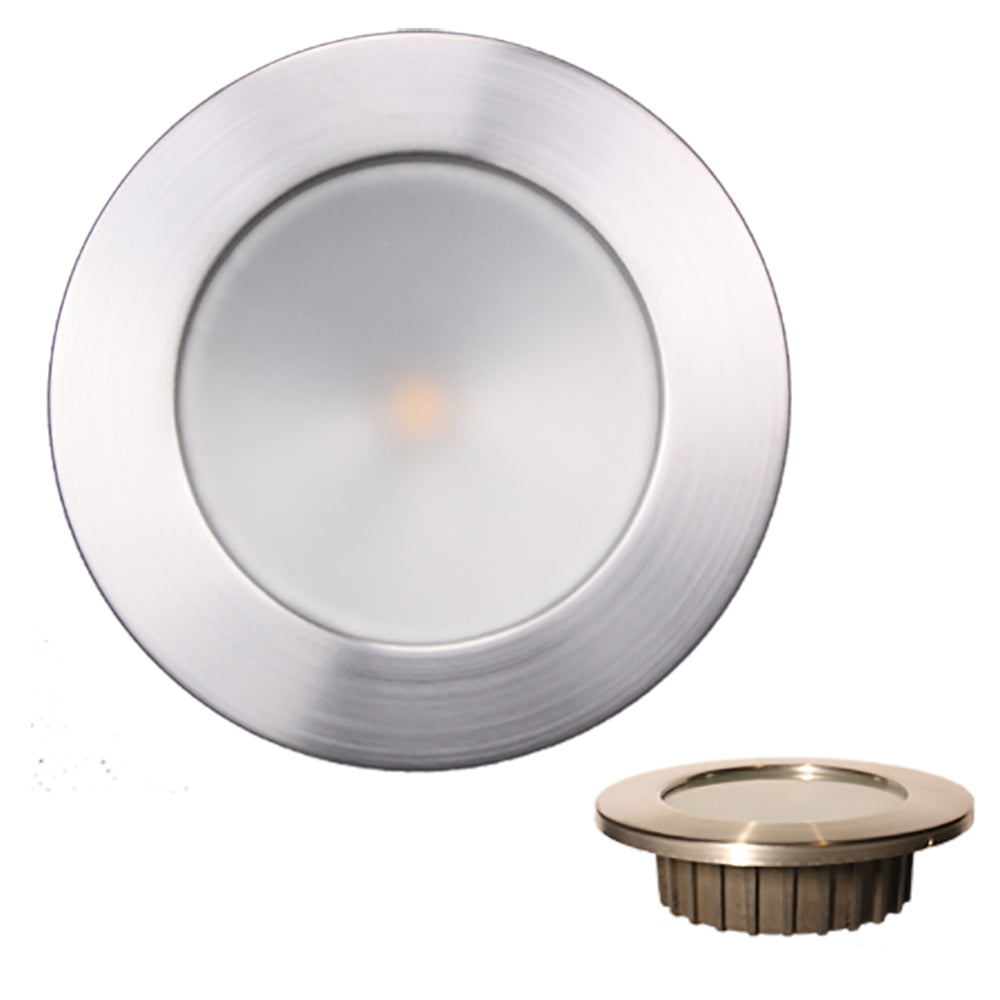 Lunasea Gen3 Warm White, RGBW Full Color 3.5 IP65 Recessed Light w/Brushed Stainless Steel Bezel - 12VDC