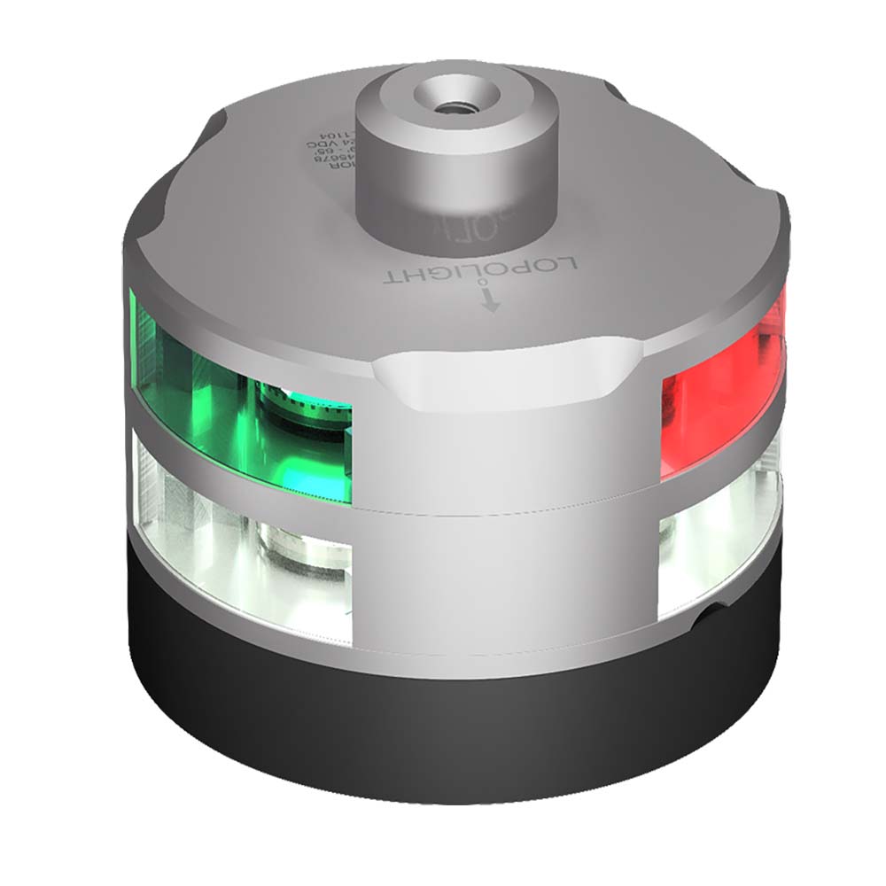 Lopolight Series 201-007 - Tri-Color Navigation/Anchor/Windex Light - 2NM - Horizontal Mount - Silver Housing