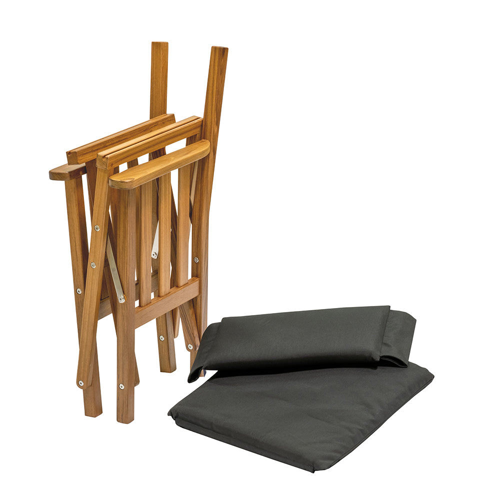 Whitecap Directors Chair II w/Black Cushion - Teak